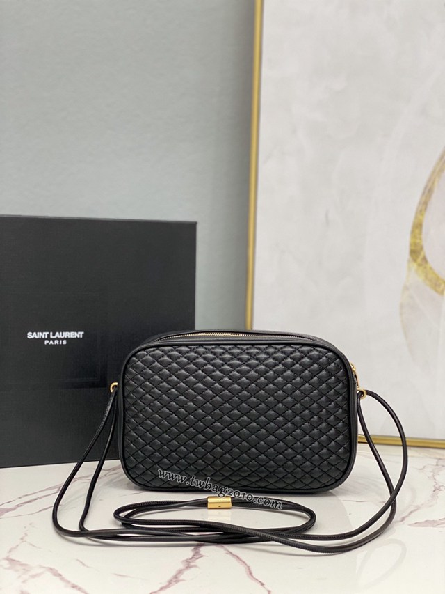 YSL专柜款女包 聖羅蘭經典款菱形絎縫單拉鏈羊皮相機包 YSL肩背斜挎包 648324  jjh1125